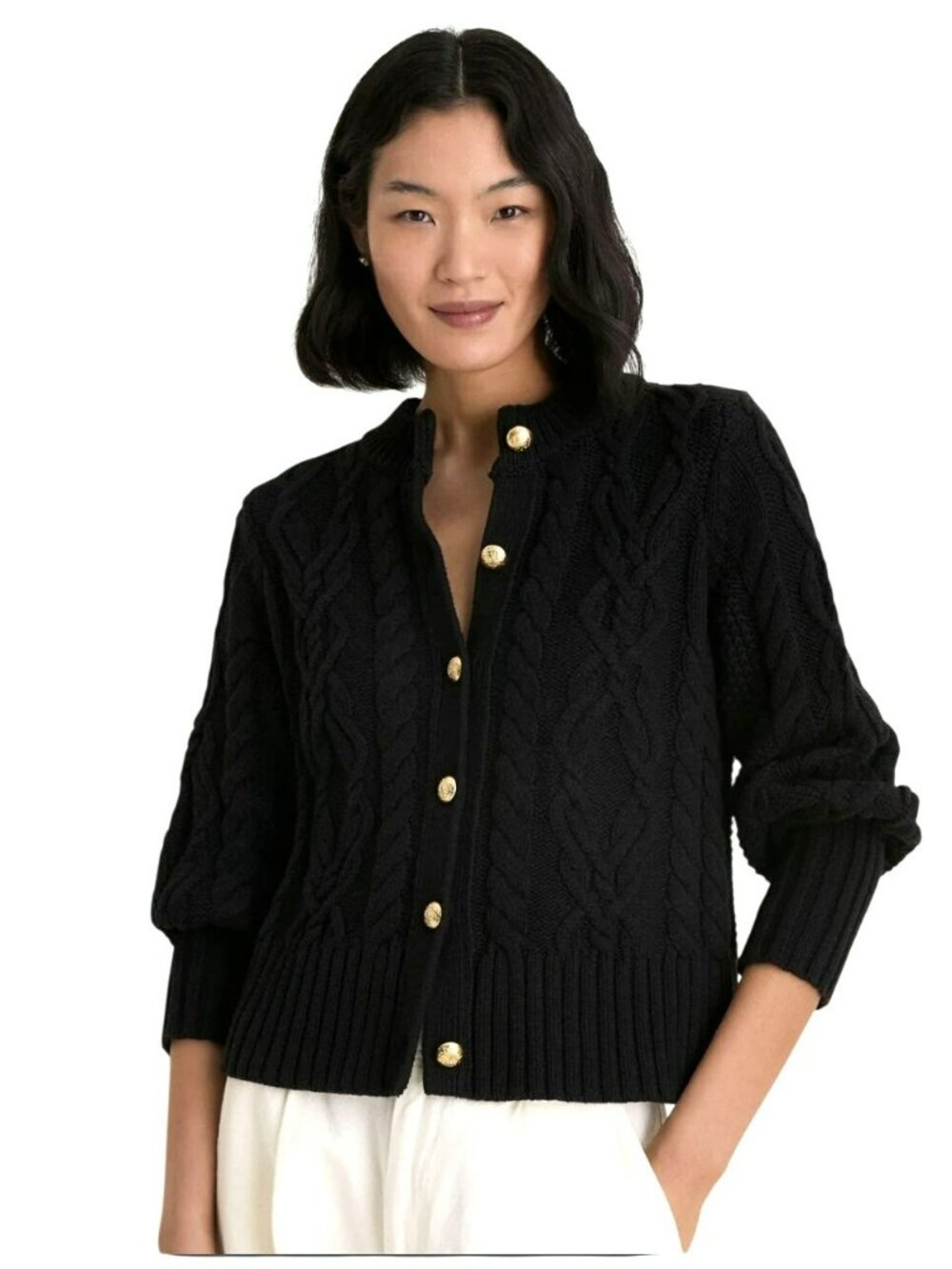 New Tuckernuck Black Cable Knit Cardigan Sweater Size Small
